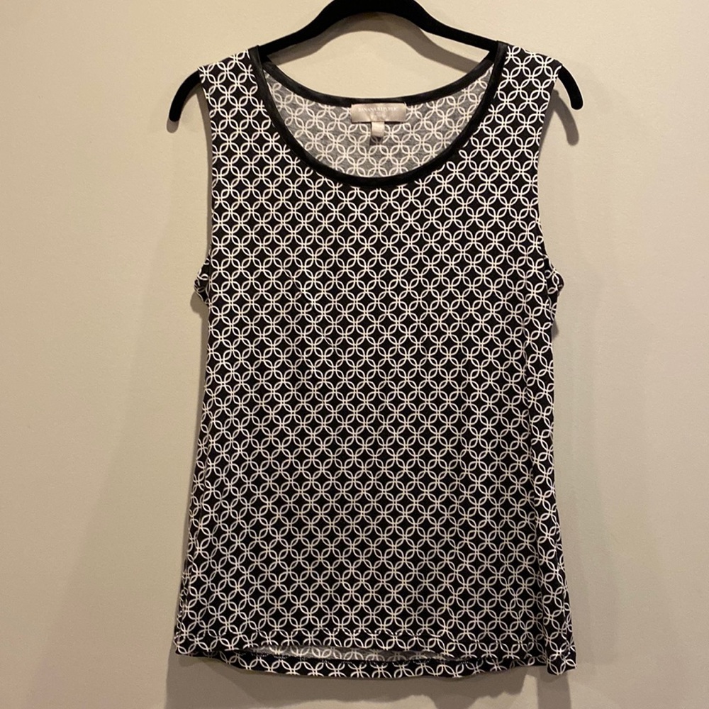 Banana Republic black and white patterned print tank top large